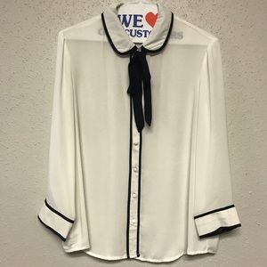 Off-white flowy chiffon blouse